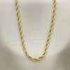 Gargantilla Basica 04.213.0102.30 Oro Laminado, Diseño de Rope, Pulido, Tono Dorado (04 MM Thickness, 30 Inches Length)
