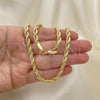 Gargantilla Basica 04.213.0103.20 Oro Laminado, Diseño de Rope, Pulido, Tono Dorado (Grosor 05 MM, 20 Pulgadas de Largo)