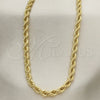 Gargantilla Basica 04.213.0103.22 Oro Laminado, Diseño de Rope, Pulido, Tono Dorado (Grosor 05 MM, 22 Pulgadas de Largo)