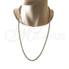 Gargantilla Basica 04.213.0103.30 Oro Laminado, Diseño de Rope, Pulido, Tono Dorado (05 MM Thickness, 30 Inches Length)