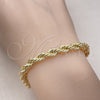 Pulsera Básica 04.213.0206.08 Oro Laminado, Diseño de Rope, Pulido, Tono Dorado (06 MM Thickness, 8 Inches Length)