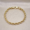Pulsera Básica 04.213.0206.08 Oro Laminado, Diseño de Rope, Pulido, Tono Dorado (06 MM Thickness, 8 Inches Length)