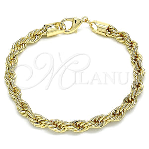 Pulsera Básica 04.213.0206.08 Oro Laminado, Diseño de Rope, Pulido, Tono Dorado (06 MM Thickness, 8 Inches Length)