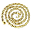 Gargantilla Basica 04.213.0206.24 Oro Laminado, Diseño de Rope, Pulido, Tono Dorado (06 MM Thickness, 24 Inches Length)