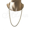 Gargantilla Basica 04.213.0206.30 Oro Laminado, Diseño de Rope, Pulido, Tono Dorado (06 MM Thickness, 30 Inches Length)