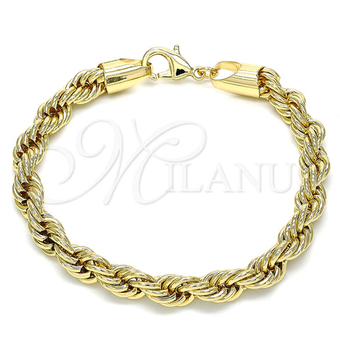 Pulsera Básica 04.213.0207.08 Oro Laminado, Diseño de Rope, Pulido, Tono Dorado (07 MM Thickness, 8 Inches Length)