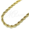 Gargantilla Basica 04.213.0207.18 Oro Laminado, Diseño de Rope, Pulido, Tono Dorado (07 MM Thickness, 18 Inches Length)