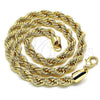 Gargantilla Basica 04.213.0207.18 Oro Laminado, Diseño de Rope, Pulido, Tono Dorado (07 MM Thickness, 18 Inches Length)