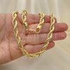 Gargantilla Basica 04.213.0207.20 Oro Laminado, Diseño de Rope, Pulido, Tono Dorado (07 MM Thickness, 20 Inches Length)