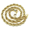 Gargantilla Basica 04.213.0207.20 Oro Laminado, Diseño de Rope, Pulido, Tono Dorado (07 MM Thickness, 20 Inches Length)