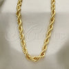 Gargantilla Basica 04.213.0207.20 Oro Laminado, Diseño de Rope, Pulido, Tono Dorado (07 MM Thickness, 20 Inches Length)