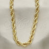 Gargantilla Basica 04.213.0207.22 Oro Laminado, Diseño de Rope, Pulido, Tono Dorado (07 MM Thickness, 22 Inches Length)
