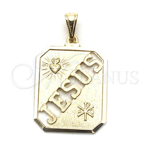 Dije Religioso 05.09.0088 Oro Laminado, Diseño de Sagrado Corazon de Jesus, Resinado, Tono Dorado