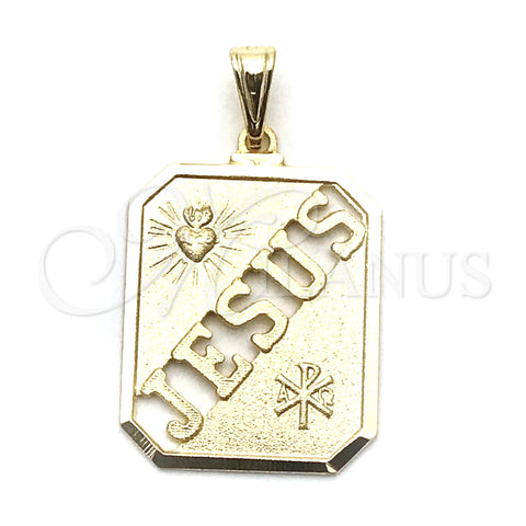 Dije Religioso 05.09.0088 Oro Laminado, Diseño de Sagrado Corazon de Jesus, Resinado, Tono Dorado