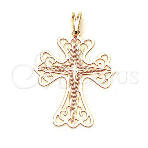 Dije Religioso 05.09.0089 Oro Laminado, Diseño de Cruz, Resinado, Tono Dorado