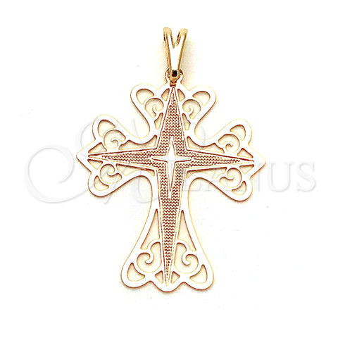 Dije Religioso 05.09.0089 Oro Laminado, Diseño de Cruz, Resinado, Tono Dorado