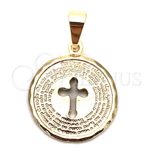 Dije Religioso 05.09.0090 Oro Laminado, Diseño de Cruz, Pulido, Tono Dorado