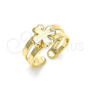 Anillo del Pie 01.233.0025 Oro Laminado, Diseño de Trébol de Cuatro Hojas, Pulido, Tono Dorado (One size fits all)