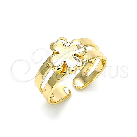 Anillo del Pie 01.233.0025 Oro Laminado, Diseño de Trébol de Cuatro Hojas, Pulido, Tono Dorado (One size fits all)