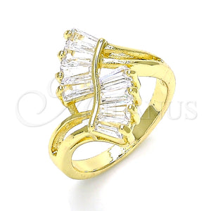 Anillo Multi Piedra 01.283.0016.07 Oro Laminado, Diseño de Baguette, con Blanca Zirconia Cubica, Pulido, Tono Dorado (Size 7)
