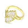 Anillo Multi Piedra 01.283.0016.09 Oro Laminado, Diseño de Baguette, con Blanca Zirconia Cubica, Pulido, Tono Dorado (Size 9)