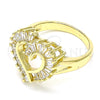 Anillo Multi Piedra 01.283.0017.09 Oro Laminado, Diseño de Corazón y Baguette, con Blanca Zirconia Cubica, Pulido, Tono Dorado (Size 9)