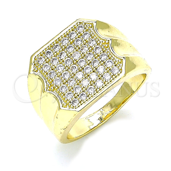 Anillo de Hombre 01.283.0020.12 Oro Laminado, con Blanca Micro Pave, Pulido, Tono Dorado (Size 12)