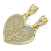 Dije Elegante 05.351.0107 Oro Laminado, Diseño de Corazón, Pulido, Tono Dorado