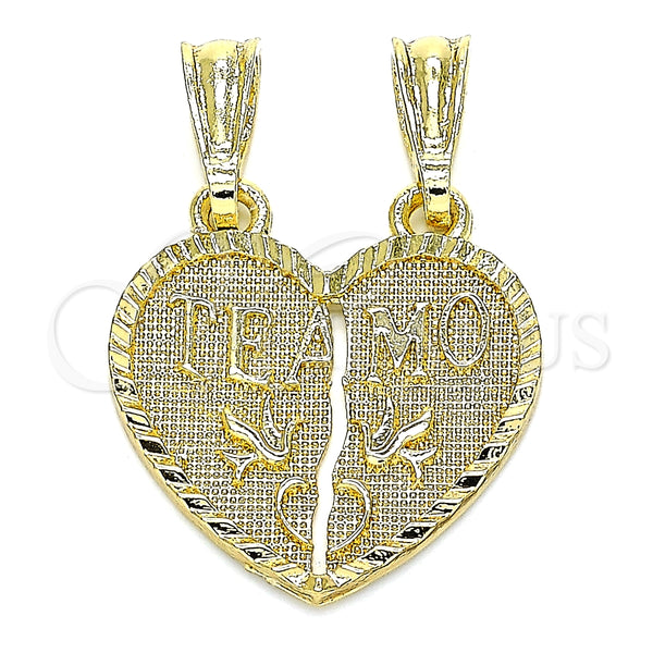 Dije Elegante 05.351.0107 Oro Laminado, Diseño de Corazón, Pulido, Tono Dorado