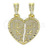 Dije Elegante 05.351.0107 Oro Laminado, Diseño de Corazón, Pulido, Tono Dorado