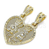 Dije Elegante 05.351.0109 Oro Laminado, Diseño de Niñita Pequeña y Niñito Pequeño, con Blanca Cristal, Pulido, Tono Dorado