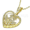Dije Elegante 05.351.0110.1 Oro Laminado, Diseño de Corazón y Flor, Pulido, Tono Dorado