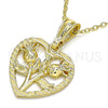 Dije Elegante 05.351.0112 Oro Laminado, Diseño de Corazón y Flor, Pulido, Tono Dorado