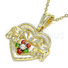 Dije Elegante 05.351.0116 Oro Laminado, Diseño de Corazón y Elefante, con Blanca Cristal, Pulido, Tres Tonos