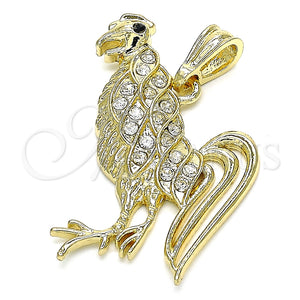 Dije Elegante 05.351.0118 Oro Laminado, con Blanca Cristal, Pulido, Tono Dorado