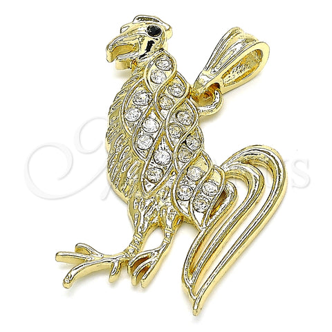 Dije Elegante 05.351.0118 Oro Laminado, con Blanca Cristal, Pulido, Tono Dorado
