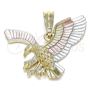 Dije Elegante 05.351.0119 Oro Laminado, Diseño de Águila, Pulido, Tres Tonos