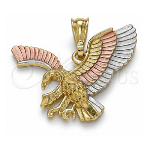 Dije Elegante 05.351.0119 Oro Laminado, Diseño de Águila, Pulido, Tres Tonos