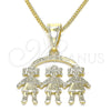Collares con Dije 04.351.0008.20 Oro Laminado, Diseño de Niñita Pequeña, Pulido, Tono Dorado (01 MM Thickness, 20 Inches Length)