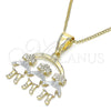 Collares con Dije 04.351.0008.1.20 Oro Laminado, Diseño de Niñita Pequeña, Pulido, Tres Tonos (Grosor 01 MM, 20 Pulgadas de Largo)