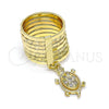 Anillo Multi Piedra 01.253.0031.1.07 Oro Laminado, Diseño de Semanario y Tortuga, con Blanca Zirconia Cubica, Diamantado, Tono Dorado (Size 7)