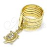 Anillo Multi Piedra 01.253.0031.1.08 Oro Laminado, Diseño de Semanario y Tortuga, con Blanca Zirconia Cubica, Diamantado, Tono Dorado (Size 8)