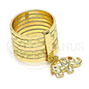 Anillo Multi Piedra 01.253.0032.1.08 Oro Laminado, Diseño de Semanario y Elefante, con Blanca Zirconia Cubica, Diamantado, Tono Dorado (Size 8)