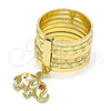 Anillo Multi Piedra 01.253.0032.1.09 Oro Laminado, Diseño de Semanario y Elefante, con Blanca Zirconia Cubica, Diamantado, Tono Dorado (Size 9)