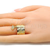 Anillo Multi Piedra 01.253.0033.1.07 Oro Laminado, Diseño de Semanario y Ojo Griego, con Blanca Zirconia Cubica, Diamantado, Tono Dorado (Size 7)
