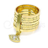 Anillo Multi Piedra 01.253.0033.1.07 Oro Laminado, Diseño de Semanario y Ojo Griego, con Blanca Zirconia Cubica, Diamantado, Tono Dorado (Size 7)