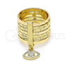 Anillo Multi Piedra 01.253.0033.1.07 Oro Laminado, Diseño de Semanario y Ojo Griego, con Blanca Zirconia Cubica, Diamantado, Tono Dorado (Size 7)