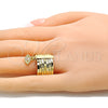 Anillo Multi Piedra 01.253.0033.1.08 Oro Laminado, Diseño de Semanario y Ojo Griego, con Blanca Zirconia Cubica, Diamantado, Tono Dorado (Size 8)