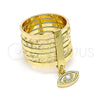 Anillo Multi Piedra 01.253.0033.1.09 Oro Laminado, Diseño de Semanario y Ojo Griego, con Blanca Zirconia Cubica, Diamantado, Tono Dorado (Size 9)