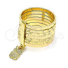 Anillo Elegante 01.253.0034.1.07 Oro Laminado, Diseño de Semanario y Búho, Diamantado, Tono Dorado (Size 7)